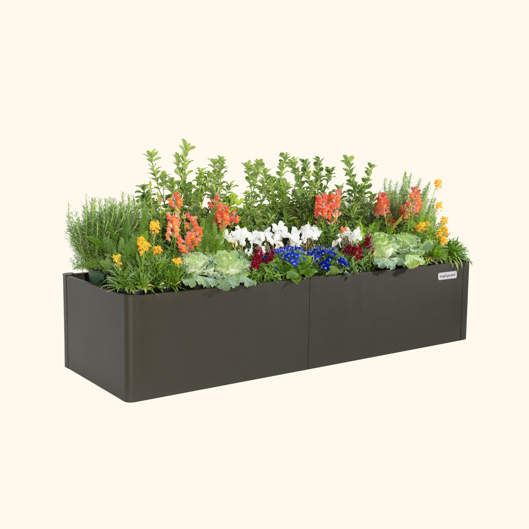 17" Tall 27" x 83" Modern Metal Raised Garden Bed |Vego Garden|Urban Charcoal