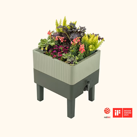 EZCube Self-Watering Planter 21" x 24" Elevated - Sage Green | Vego Garden