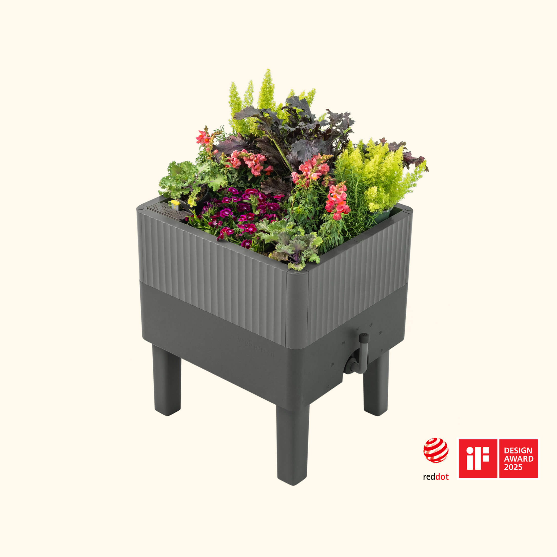 EZCube Self-Watering Planter 21" x 24" Elevated - Fog Gray | Vego Garden