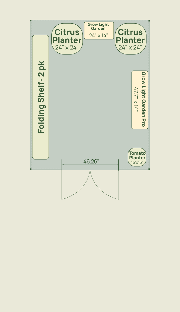 Suggested layout for an 8.5 by 10.5 foot greenhouse
